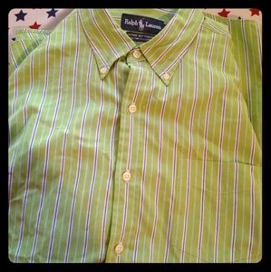 Men's Ralph Lauren Polo Green with White Stripes